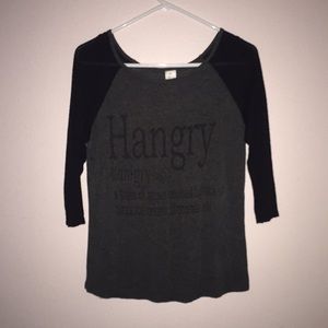 Funny ‘hangry’  Dark Grey Baseball Tee